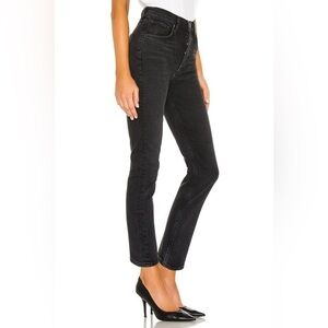 AGOLDE Riley High Rise Straight Crop Jeans in Panoramic Black Size 24